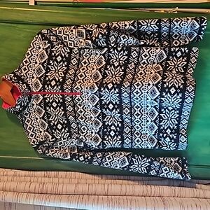 2 LANDS END Womens Holiday fleece pullover snowflakes XSP 2-4 super soft MINT